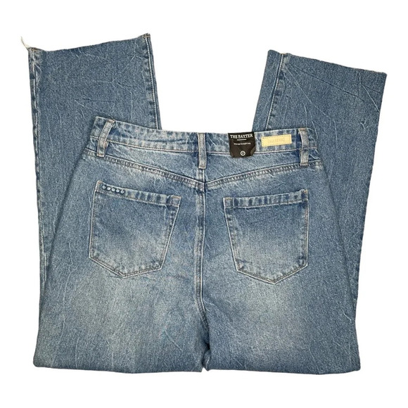 NWT Blank NYC Baxter Super High Waist Ripped Raw Hem Straight Leg Jeans Sz: 27 - Picture 7 of 9